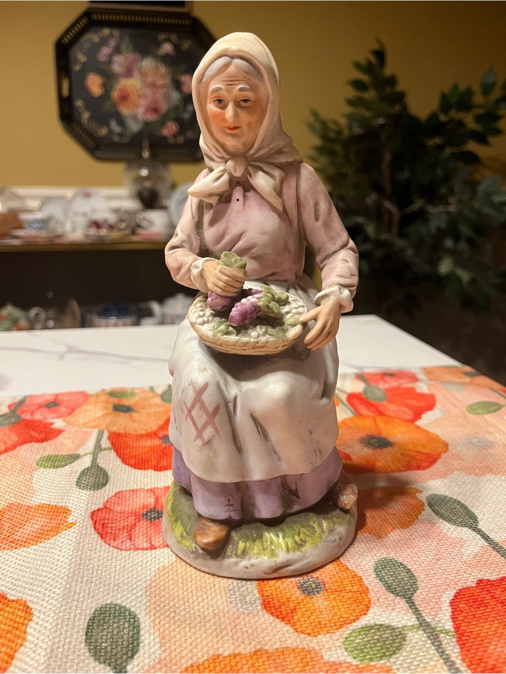 Vintage Homco Porcelain Bisque Grape Picker Figurine